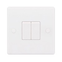 White 10A 2 Gang 2 Way Switch