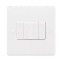 White 10A 4 Gang 2 Way Switch