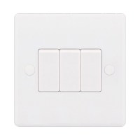 White 10A 3 Gang 2 Way Switch