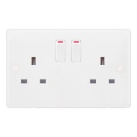 White 2 Gang 13A Socket D Pole