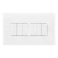 White 10A 6 Gang 2 Way Switch